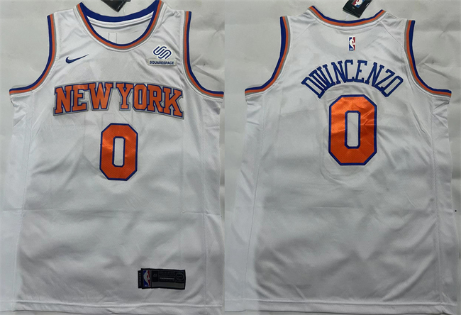 Men's New Yok Knicks #0 Donte DiVincenzo White Stitched Basketball Jersey